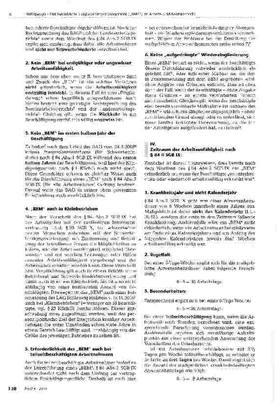 Vorschauseite 2: Das Betriebliche Eingliederungsmanagement („BEM) im Arbeitsund Beamtenrecht