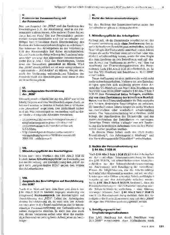 Vorschauseite 3: Das Betriebliche Eingliederungsmanagement („BEM) im Arbeitsund Beamtenrecht