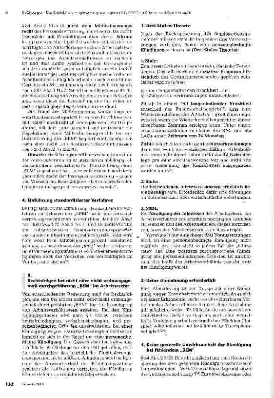 Vorschauseite 4: Das Betriebliche Eingliederungsmanagement („BEM) im Arbeitsund Beamtenrecht