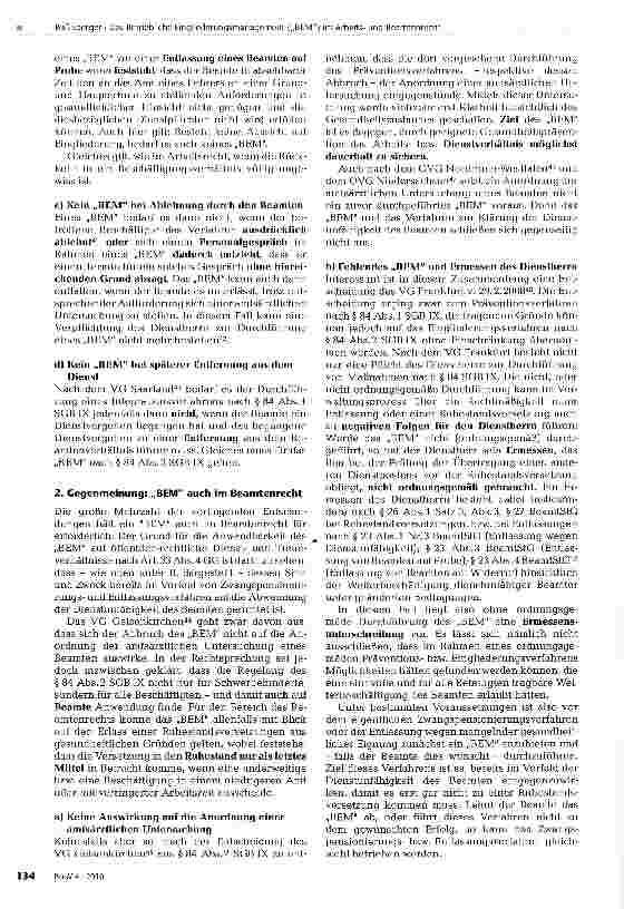Vorschauseite 6: Das Betriebliche Eingliederungsmanagement („BEM) im Arbeitsund Beamtenrecht