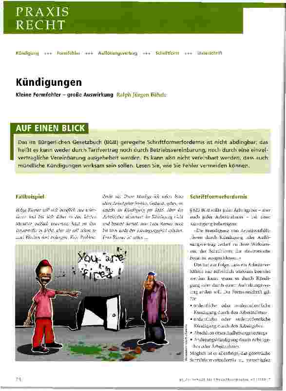 Vorschauseite 1: Kündigungen