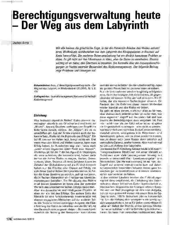 Vorschauseite 1: Berechtigungsverwaltung heute - Der Weg aus dem Labyrinth