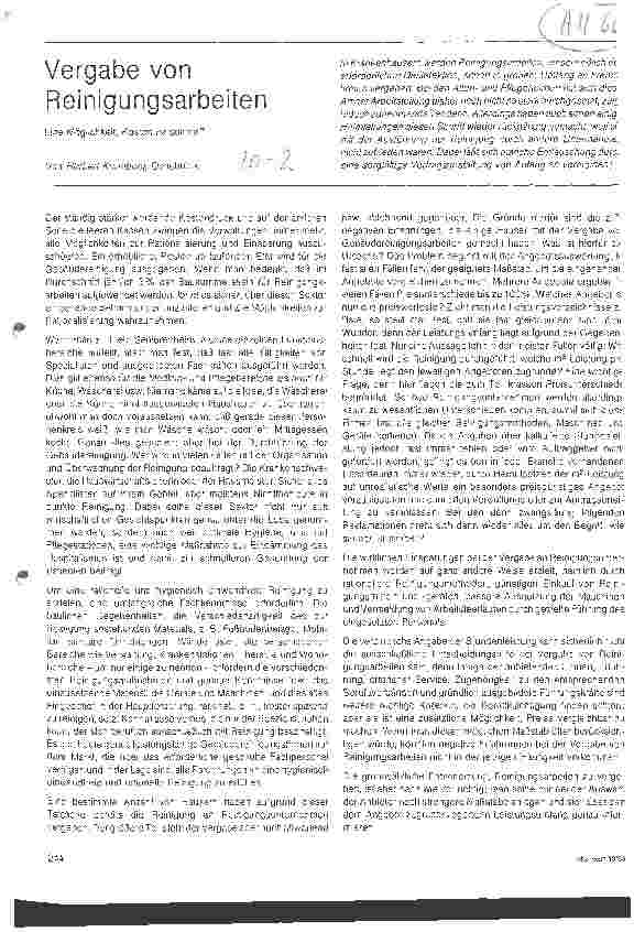 Vorschauseite 1: Vergabe von Reinigungsarbeiten Eine Möglichkeit, Kosten zu sparen?