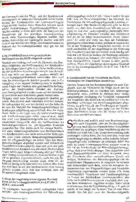 Vorschauseite 6: Zum Leistungsrcht im Rahmen der Behandlungssicherungspflege nach § 37 SGB V