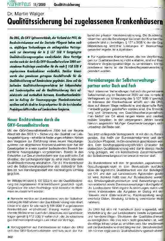 Vorschauseite 1: Qualitätssicherung bei zugelassenen Krankenhäusern