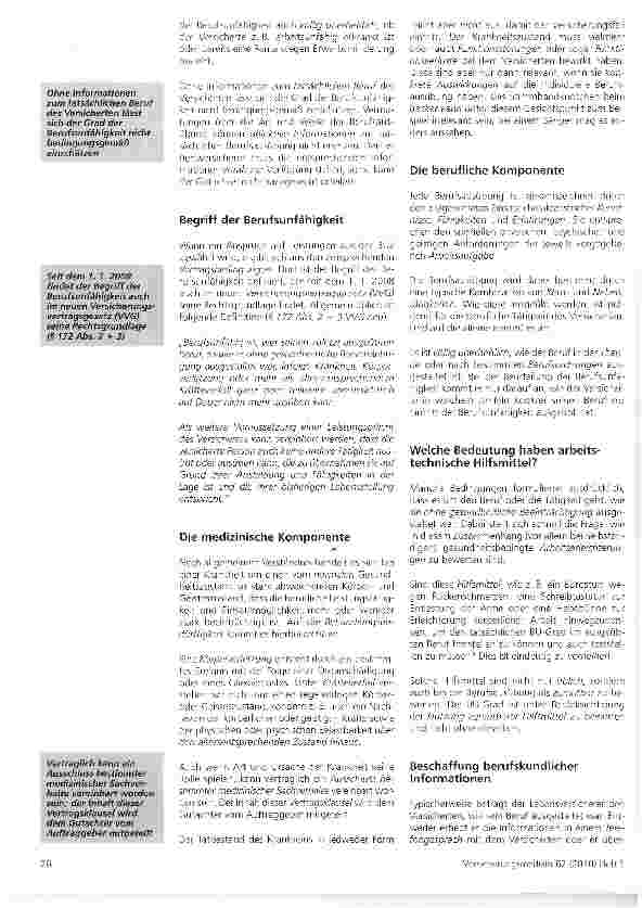 Vorschauseite 2: Begutachtung bei Berufsunfähigkeit -kein Problem oder eine besondere Herausforderung?