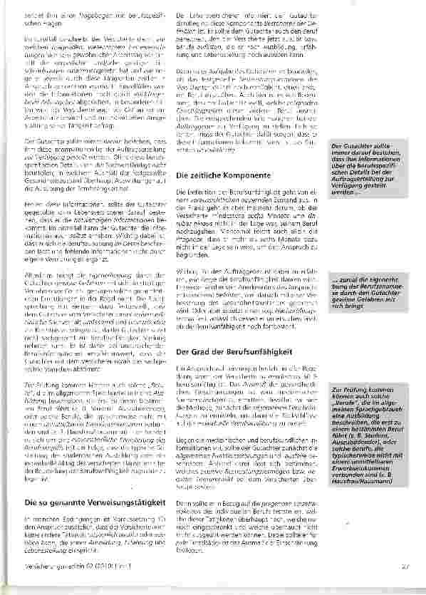 Vorschauseite 3: Begutachtung bei Berufsunfähigkeit -kein Problem oder eine besondere Herausforderung?