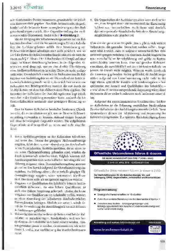 Vorschauseite 2: Kalkulation der Ausbildungskosten ab dem Jahr 2010