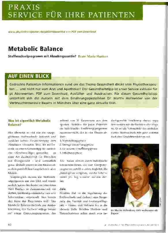 Vorschauseite 1: Metabolie Balance
