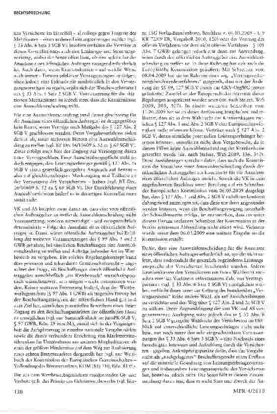 Vorschauseite 6: Voraussetzungen für die Annahme eines öffentlichen Auftrages - Rechtsschutzbedürfnis bei Unterlassen einer gemeinschaftsweiten Ausschreibung