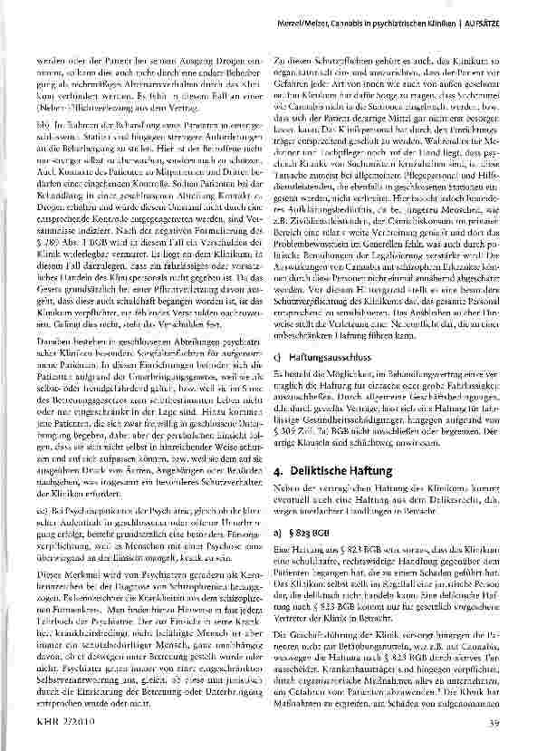 Vorschauseite 3: Cannabis in psychiatrischen Kliniken
