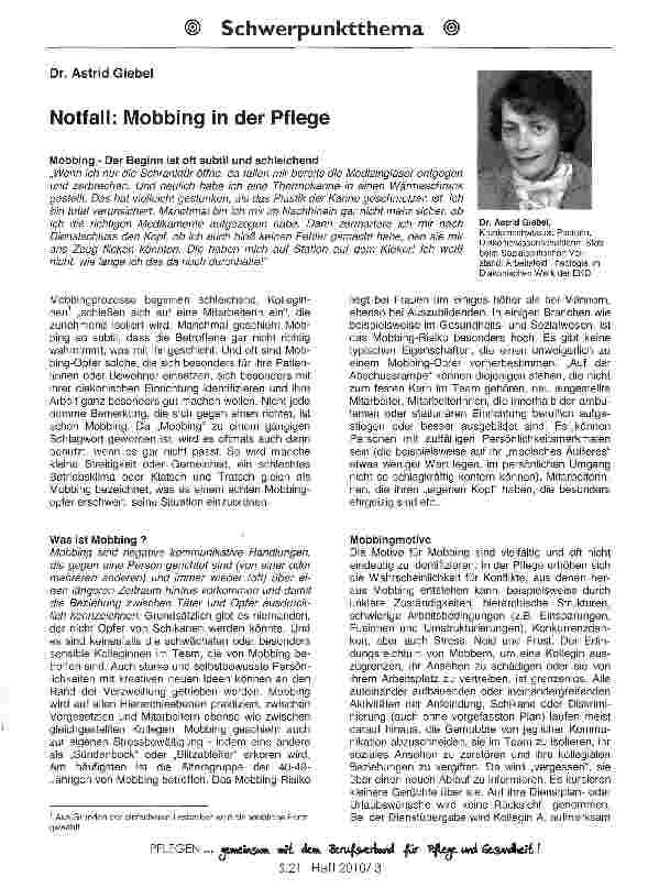Vorschauseite 1: Notfall: Mobbing in der Pflege