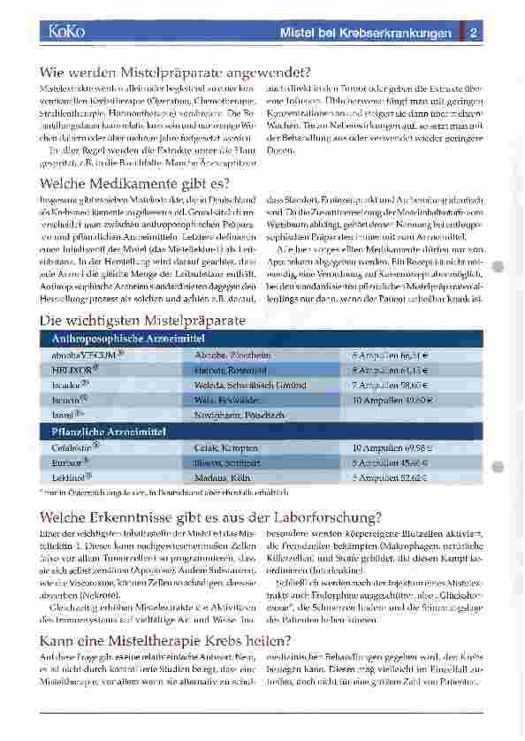 Vorschauseite 2: Mistel bei Krebserkrankungen