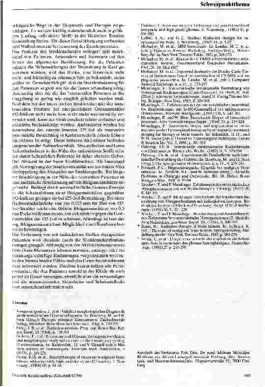 Vorschauseite 5: Interstitielle Bestrahlung von Hirntumoren