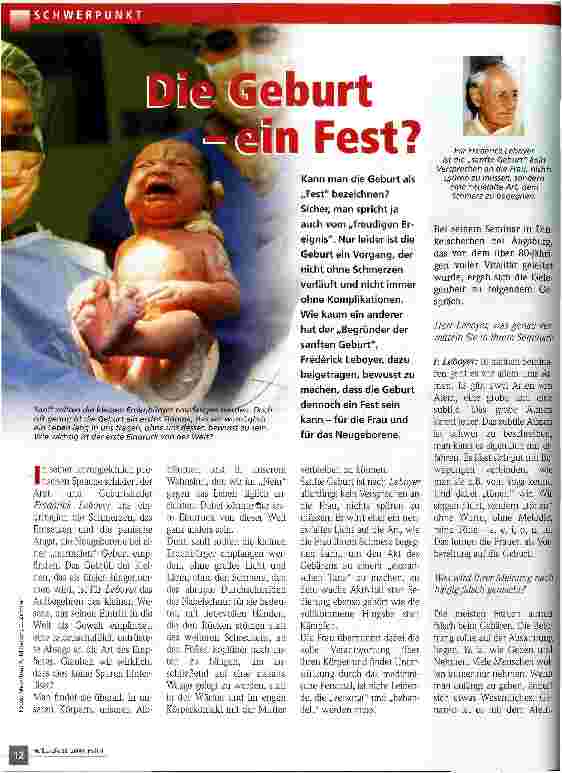 Vorschauseite 1: Die Geburt - ein Fest?