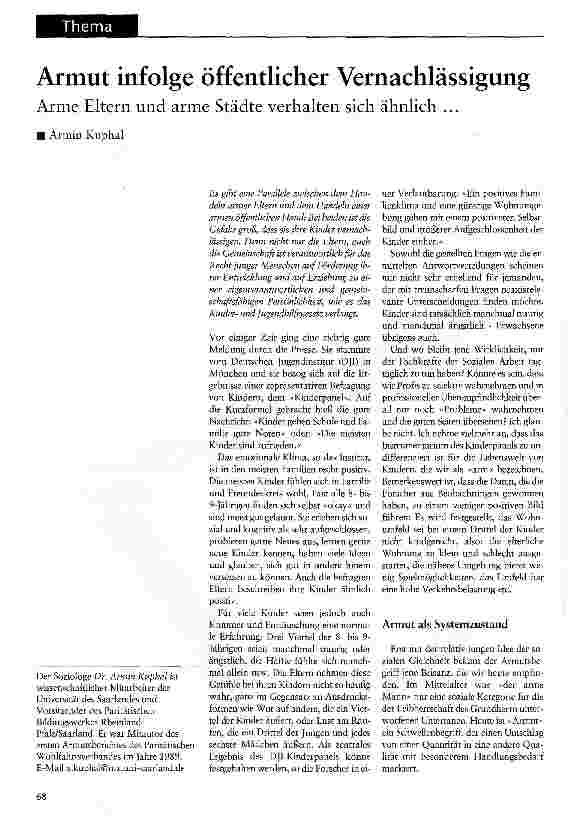 Vorschauseite 1: Armut infolge öffentlicher Vernachlässigung