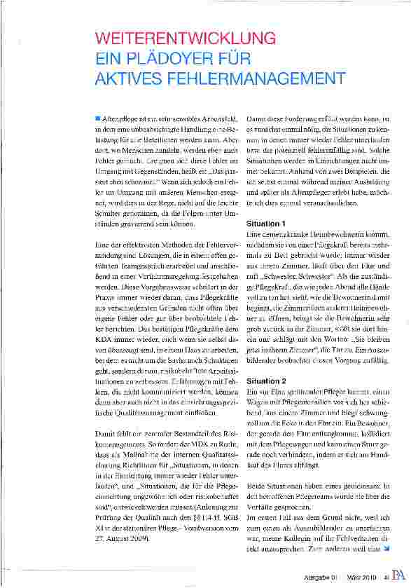 Vorschauseite 2: WEITERENTWICKLUNGEIN PLÄDOYER FÜR AKTIVES FEHLERMANAGEMENT