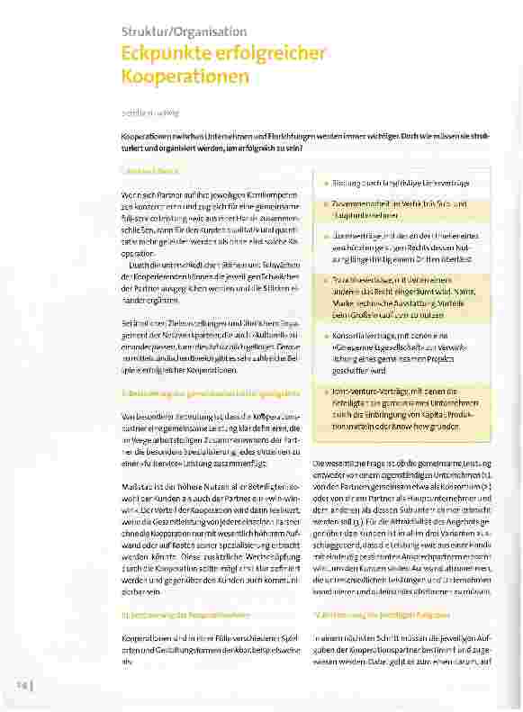 Vorschauseite 1: Eckpunkte erfolgreicher Kooperationen