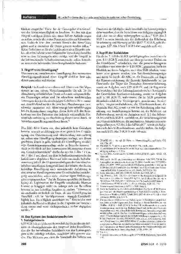 Vorschauseite 2: Aktuelle Probleme des Sozialdatenschutzes in systematischer Darstellung