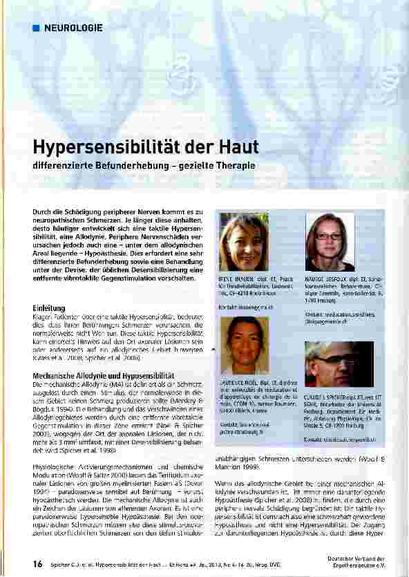 Vorschauseite 1: Hypersensibilität der Haut