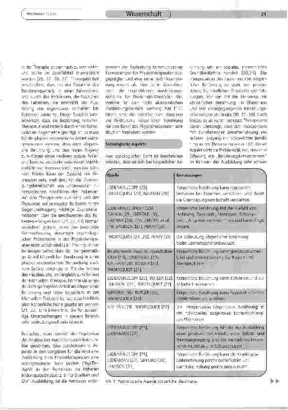 Vorschauseite 4: Die Bedeutung körperlicher Berührung in der Physiotherapie