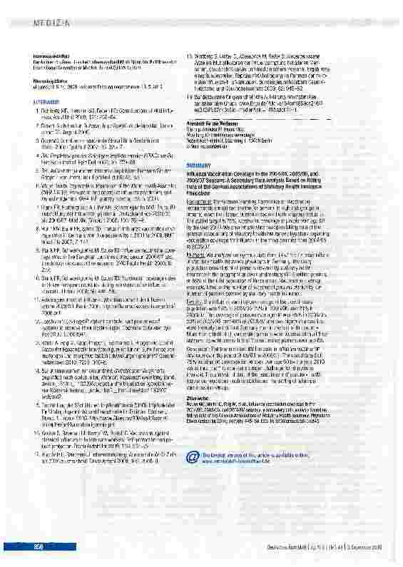 Vorschauseite 6: Influenzaimpfquoten der Saisons 2004/05,2005/06 und 2006/07
