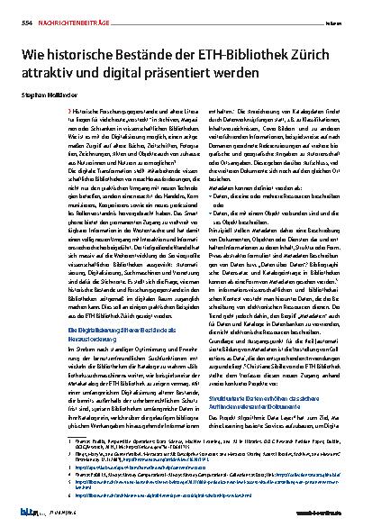 Vorschauseite 1: Wie historische Bestände der ETH-Bibliothek Zürich attraktiv und digital präsentiert werden.