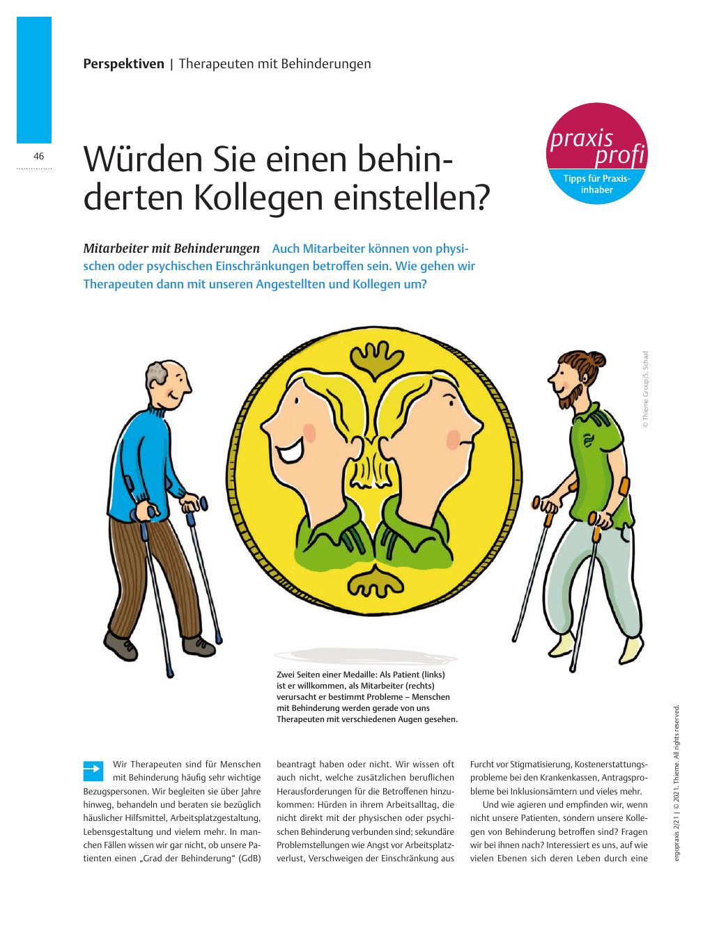 Vorschauseite 1: Würden Sie einen behinderten Kollegen einstellen? Mitarbeiter mit Behinderungen