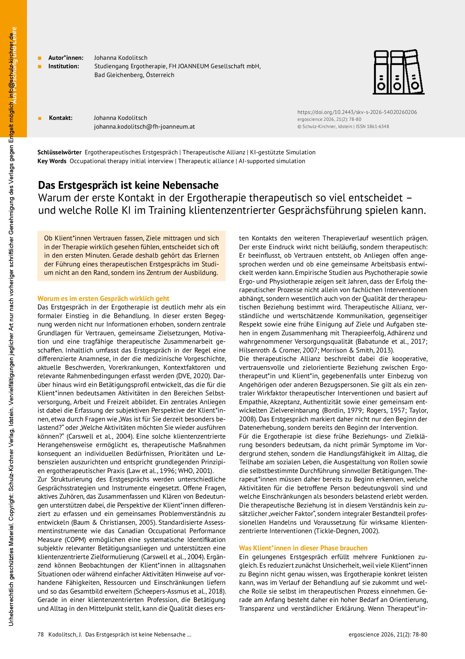 Vorschauseite 1: Das Erstgespräch ist keine Nebensache