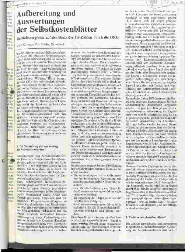 Vorschauseite 1: Aufbereitung und Auswertungen der Selbstkostenblätter