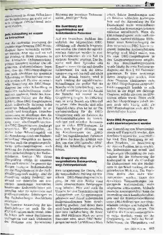 Vorschauseite 2: Klinische Kostenverteilungsmodelle - die Kür der DRG-Kostenkalkulation Medizinische Basisdokumentation als Grundlage einer Fallkostenkalkulation
