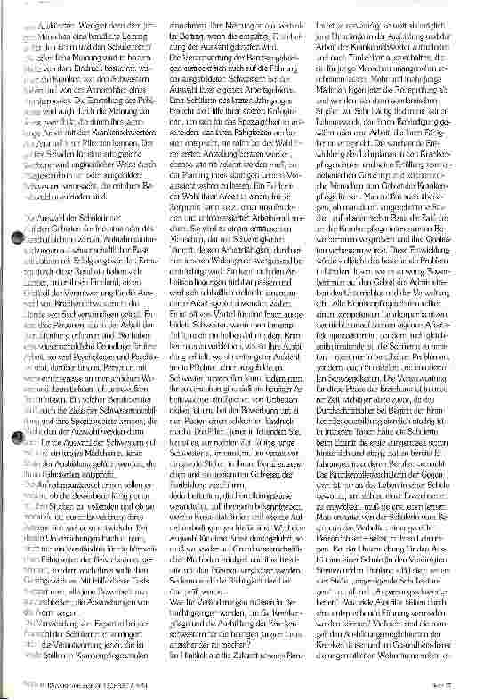 Vorschauseite 2: Die Verantwortung für die Auswahl der Krankenschwestern im Hinblick auf die Anforderungen des Berufes