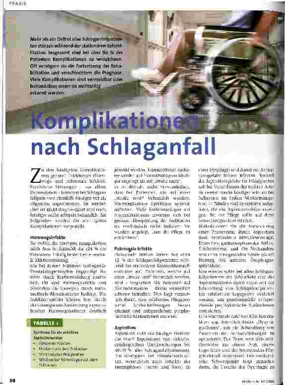 Vorschauseite 1: Komplikationen nach Schlaganfall