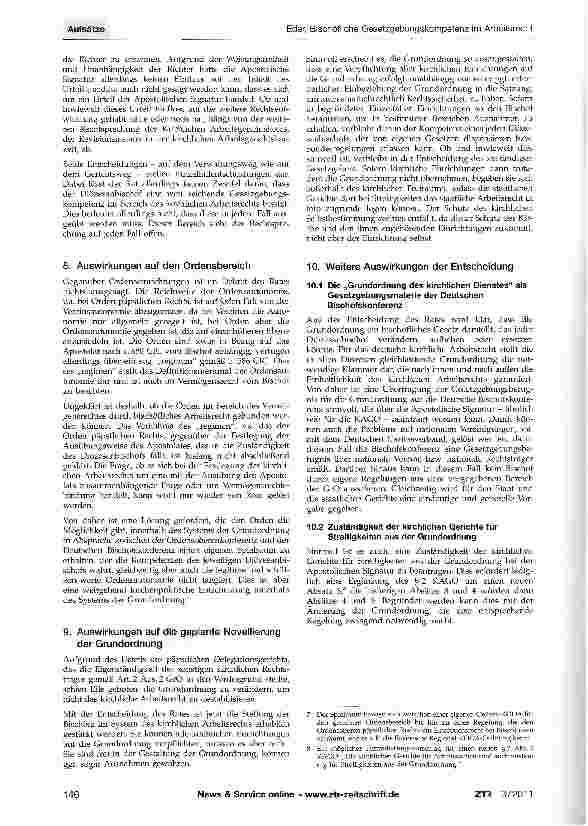 Vorschauseite 4: Entscheidung des Päpstlichen Rates für Gesetzestexte zur bischöflichen Gesetzgebungskompetenz im Arbeitsrecht