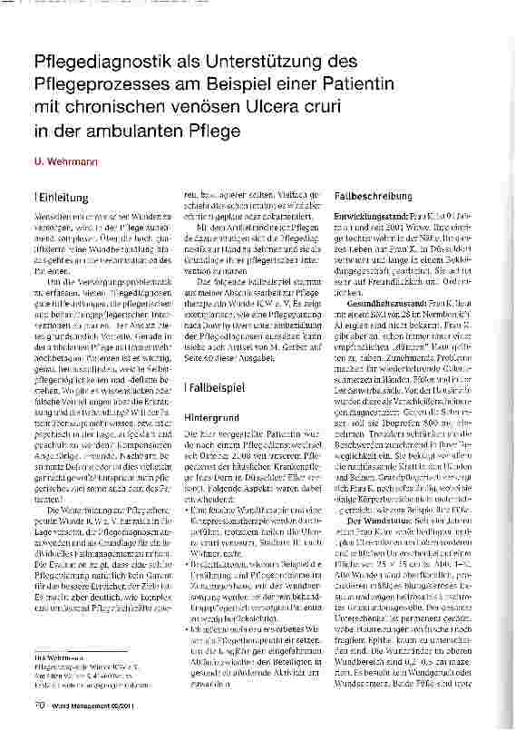 Vorschauseite 1: Pflegediagnostik als Unterstützung des Pflegeprozesses am Beispiel einer Patientin mit chronischen venösen Ulcera cruri in der ambulanten Pflege