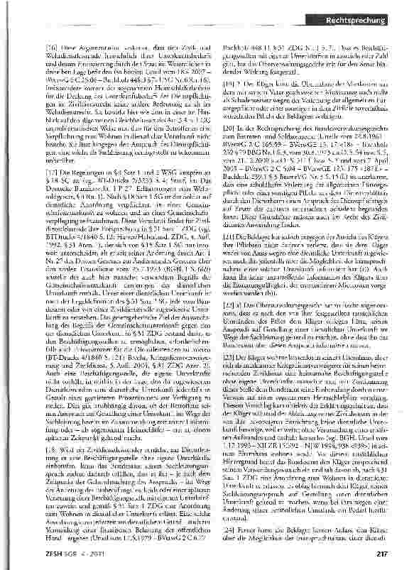 Vorschauseite 3: Fürsorgepflicht des Dienstherrn; Heimschlaferlaubnis für Zivildienstleistenden; Sachleistungsanspruch zur Deckung des Unterkunftsbedarfs; Schadensersatzanspruch wegen Verletzung d…