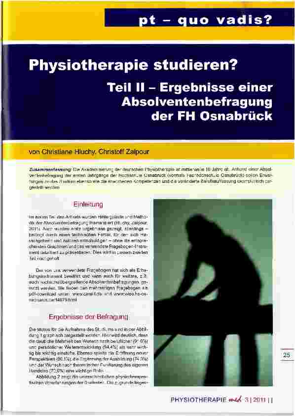 Vorschauseite 1: Teil II - Ergebnisse einer Absolventenbefragung der FH Osnabrück