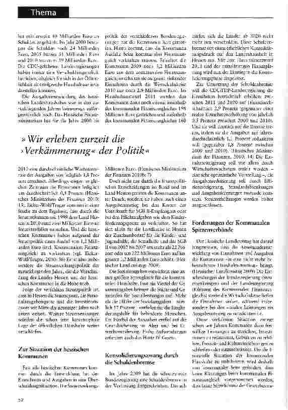 Vorschauseite 2: Soziale Daseinsvorsorge und HaushaltskonsolidierungWir müssen in die Zukunft investieren