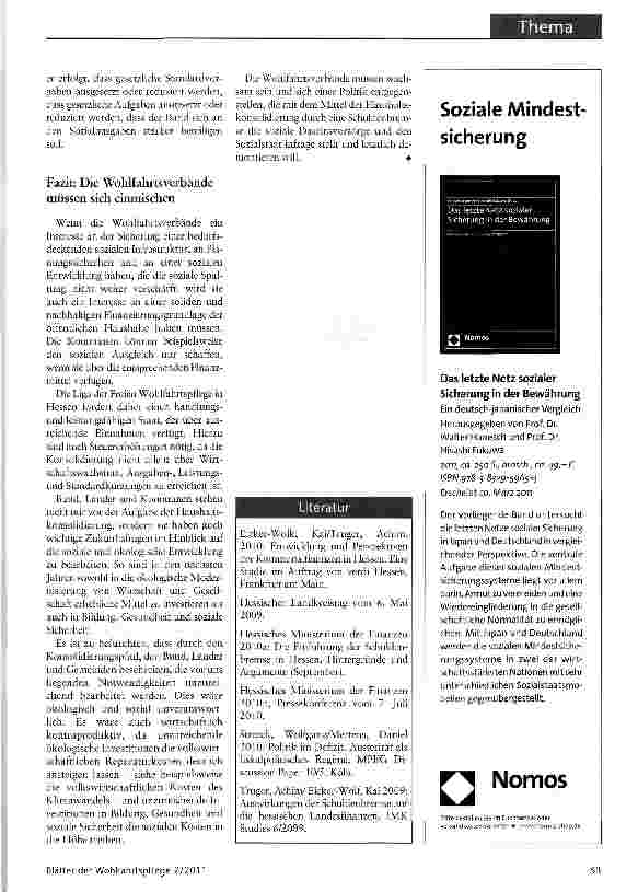 Vorschauseite 3: Soziale Daseinsvorsorge und HaushaltskonsolidierungWir müssen in die Zukunft investieren