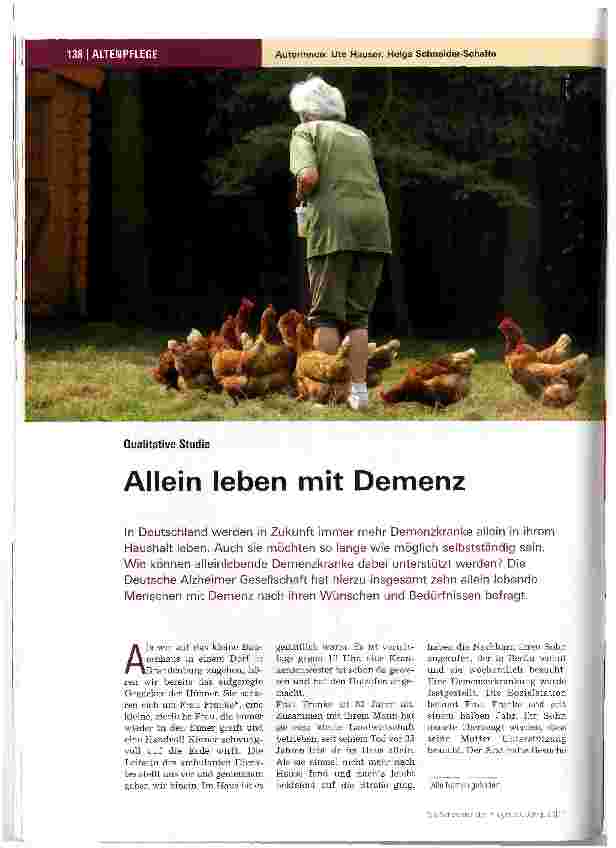Vorschauseite 1: Qualitative StudieAllein leben mit Demenz