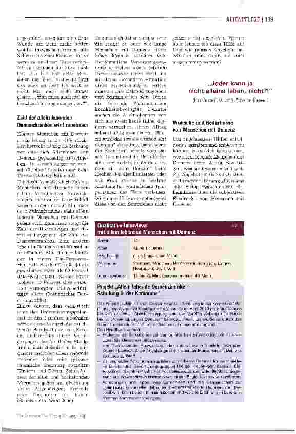 Vorschauseite 2: Qualitative StudieAllein leben mit Demenz