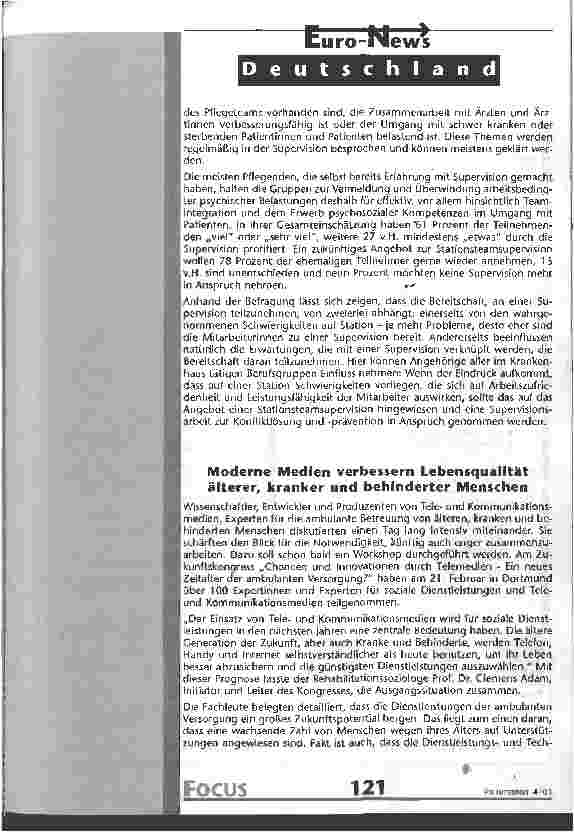 Vorschauseite 2: Spezielles Supervisionsangebot für Krankenschwestern und Krankenpfleger im Universitätsklinikum Freiburg