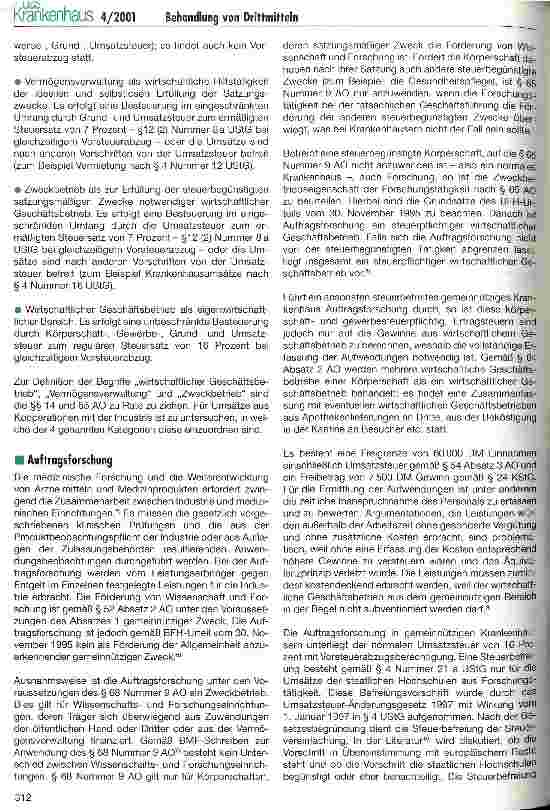 Vorschauseite 3: Die steuerliche und bilanzielle Behandlung von Drittmitteln aus der Zusammenarbeit mit der Industrie in gemeinnützigen Krankenhäusern