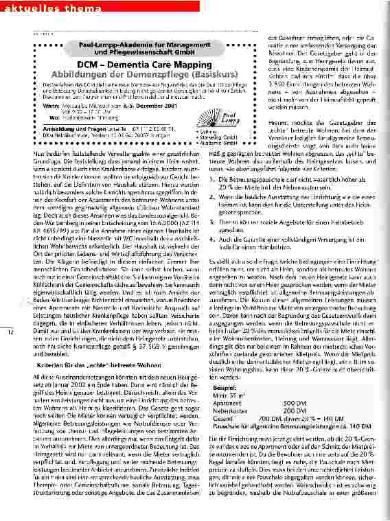 Vorschauseite 2: Was ist betreutes Wohnen? Rechtsprobleme beim Service-Wohnen und die Regelungen des neuen Heimgesetzes