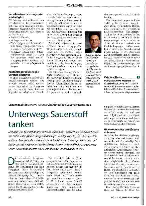 Vorschauseite 1: Lebensqualität sichern: Reiseservice für mobile SauerstoffpatientenUnterwegs Sauerstoff tanken