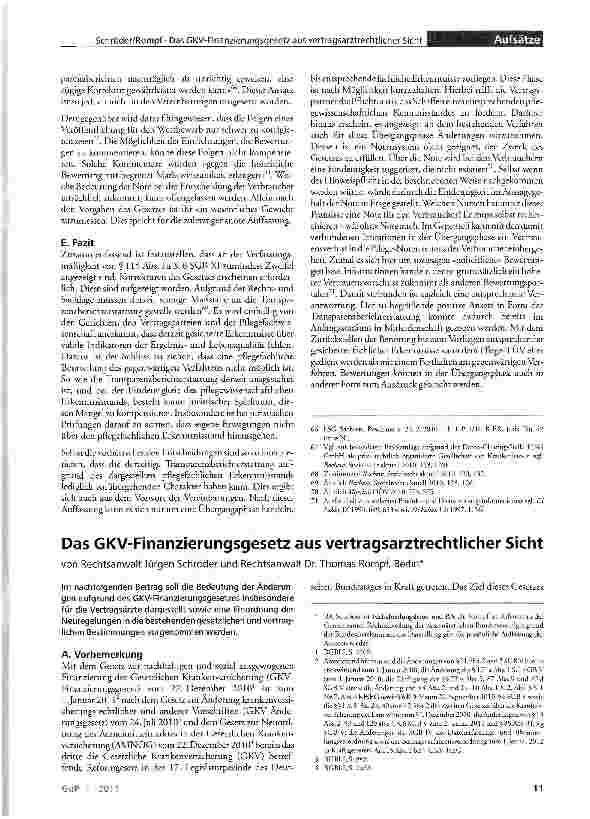 Vorschauseite 1: Das GKV-Finanzierungsgesetz aus vertragsarztrechtlicher Sicht