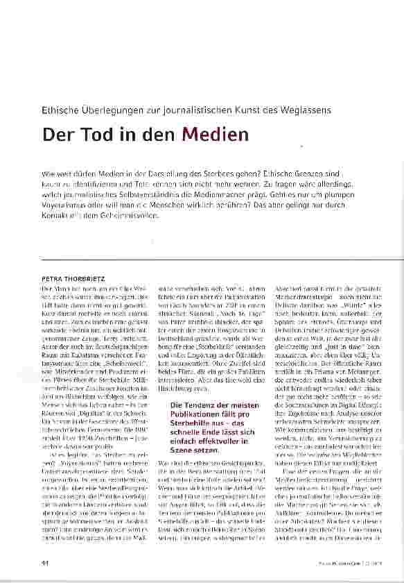 Vorschauseite 1: Der Tod in den Medien