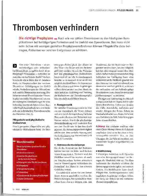 Vorschauseite 1: Thrombosen verhindern