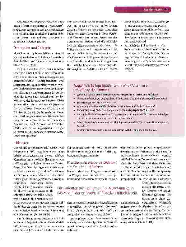 Vorschauseite 4: Epilepsie und Depression -ein komplexes pflegerisches Handlungsfeld