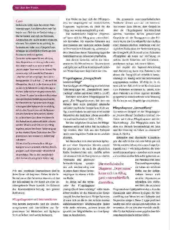 Vorschauseite 5: Epilepsie und Depression -ein komplexes pflegerisches Handlungsfeld